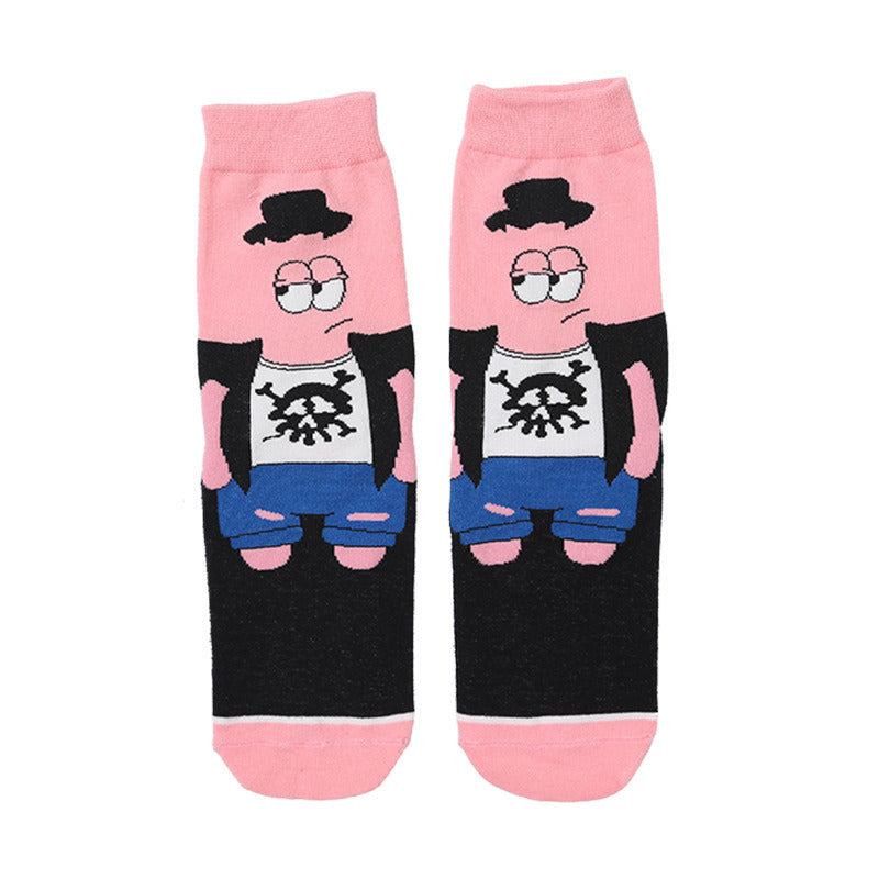 Cartoon SpongeBobs Women's Socks High Quality Fashion Men's Women Sock Printed Casual Hip-Hop Personality Adult Couple Stockings