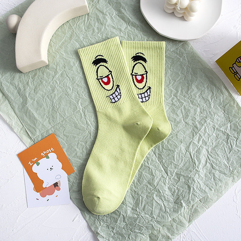 Cartoon SpongeBobs Women's Socks High Quality Fashion Men's Women Sock Printed Casual Hip-Hop Personality Adult Couple Stockings