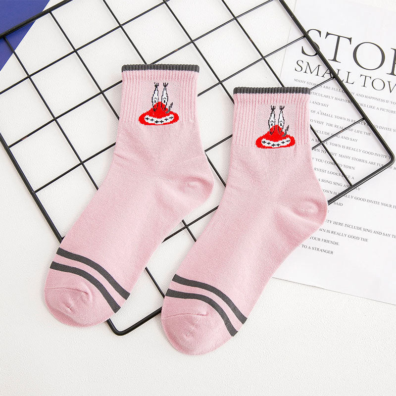 Cartoon SpongeBobs Women's Socks High Quality Fashion Men's Women Sock Printed Casual Hip-Hop Personality Adult Couple Stockings