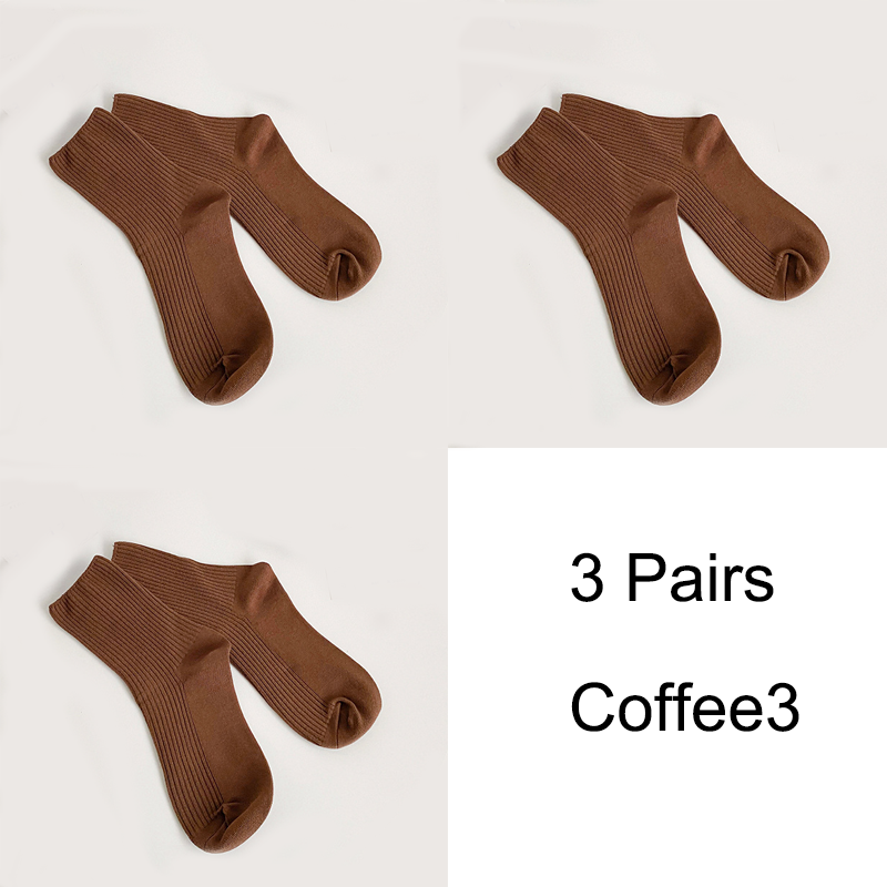 3 Pairs/Lot Socks Women New Fashion Cotton Color Khaki Crew Socks For Girl Breathable Casual Korean Women Socks Sets Cotton