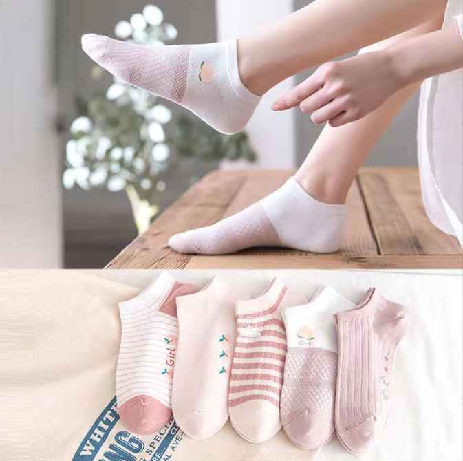 5Pairs Lot Women Cute Lace Flower Boat Socks Chaussette Cotton Ankle No Show Short Sock Breathable Spring Summer Calcetines