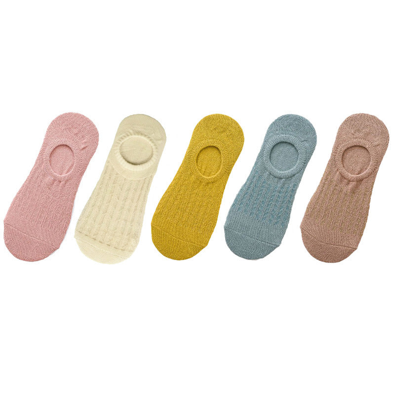 Invisible Women Boat Socks Summer Silicone Non-slip Ankle Low Female Cotton Thin Show Breathable Calcetines Chaussette 5 Pair