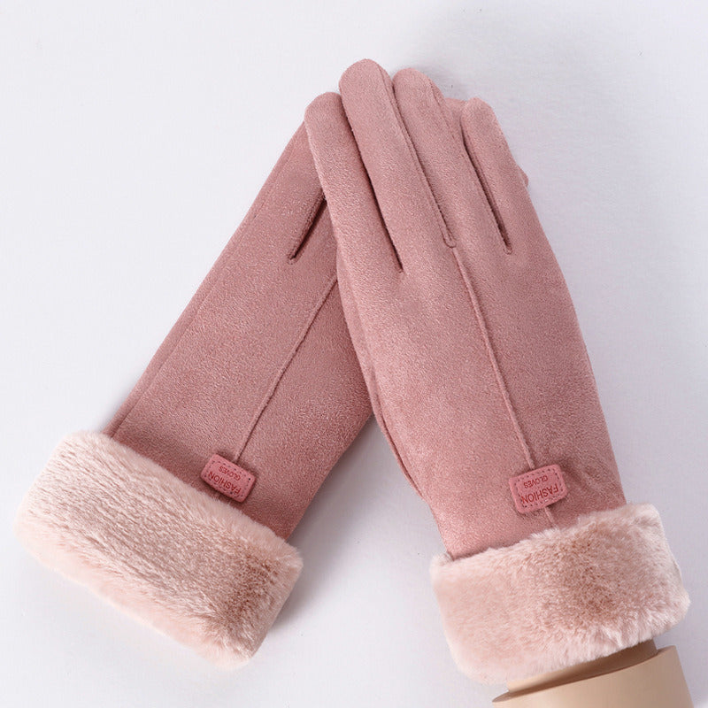 2022 New Fashion Women Gloves Autumn Winter Cute Furry Warm Mitts Full Finger Mittens Women Outdoor Sport Female Gloves Screen