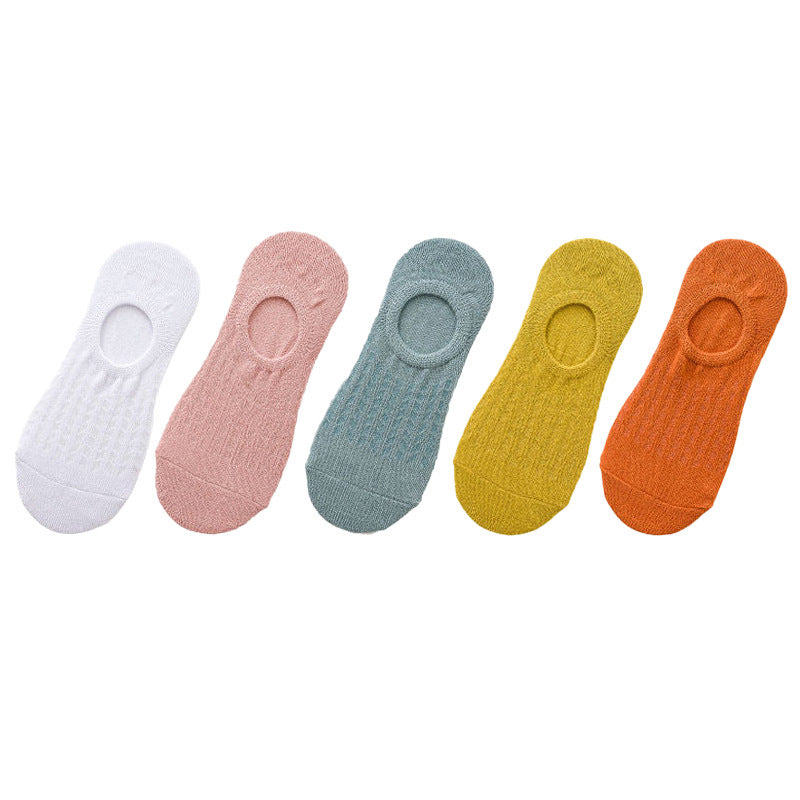 Invisible Women Boat Socks Summer Silicone Non-slip Ankle Low Female Cotton Thin Show Breathable Calcetines Chaussette 5 Pair