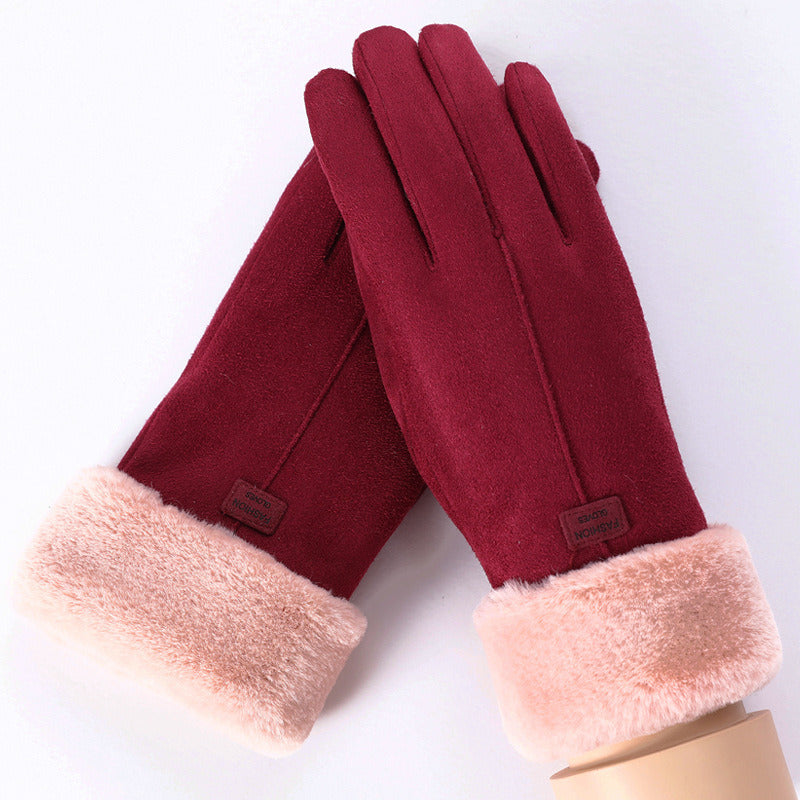 2022 New Fashion Women Gloves Autumn Winter Cute Furry Warm Mitts Full Finger Mittens Women Outdoor Sport Female Gloves Screen