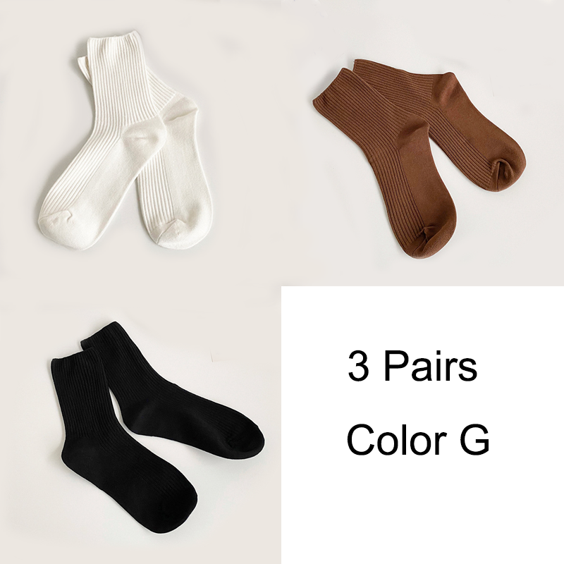 3 Pairs/Lot Socks Women New Fashion Cotton Color Khaki Crew Socks For Girl Breathable Casual Korean Women Socks Sets Cotton