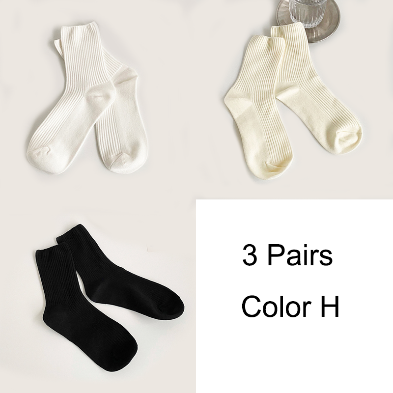 3 Pairs/Lot Socks Women New Fashion Cotton Color Khaki Crew Socks For Girl Breathable Casual Korean Women Socks Sets Cotton