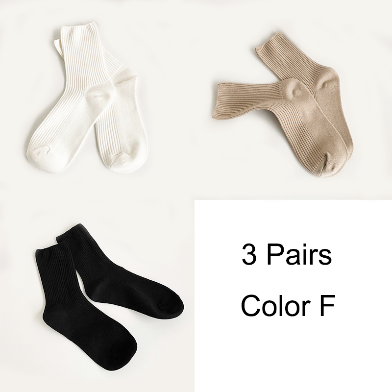 3 Pairs/Lot Socks Women New Fashion Cotton Color Khaki Crew Socks For Girl Breathable Casual Korean Women Socks Sets Cotton