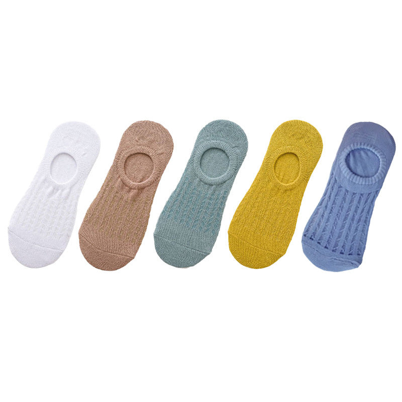 Invisible Women Boat Socks Summer Silicone Non-slip Ankle Low Female Cotton Thin Show Breathable Calcetines Chaussette 5 Pair