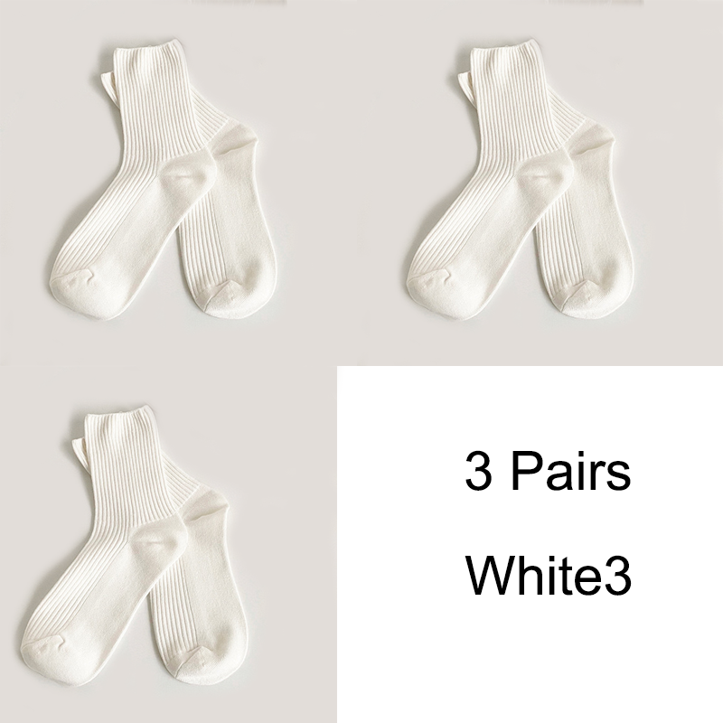 3 Pairs/Lot Socks Women New Fashion Cotton Color Khaki Crew Socks For Girl Breathable Casual Korean Women Socks Sets Cotton