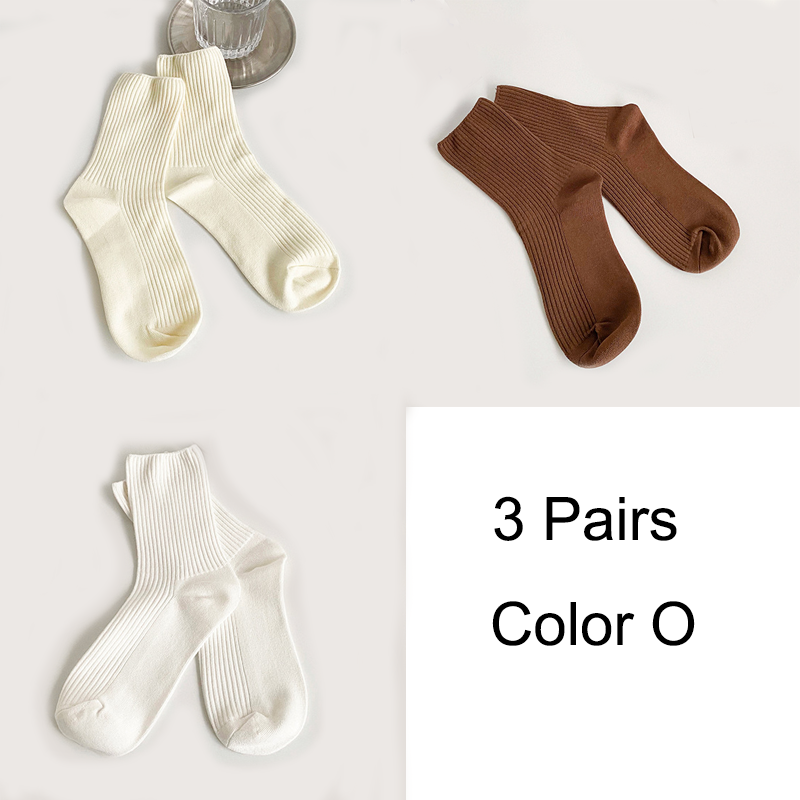 3 Pairs/Lot Socks Women New Fashion Cotton Color Khaki Crew Socks For Girl Breathable Casual Korean Women Socks Sets Cotton