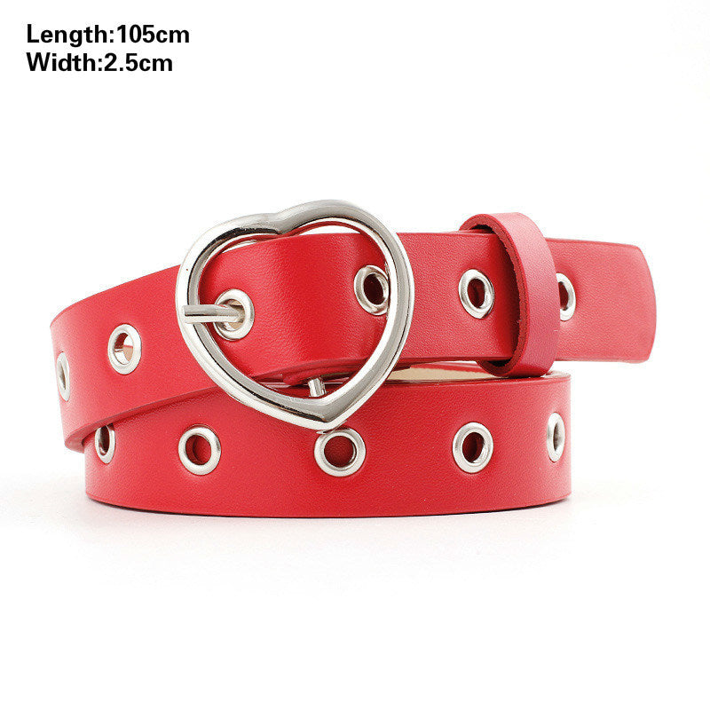 Fashion Harajuku Women Punk Chain Belt Adjustable Black Double/Single Eyelet Grommet Metal Buckle Leather Waistband For Jeans