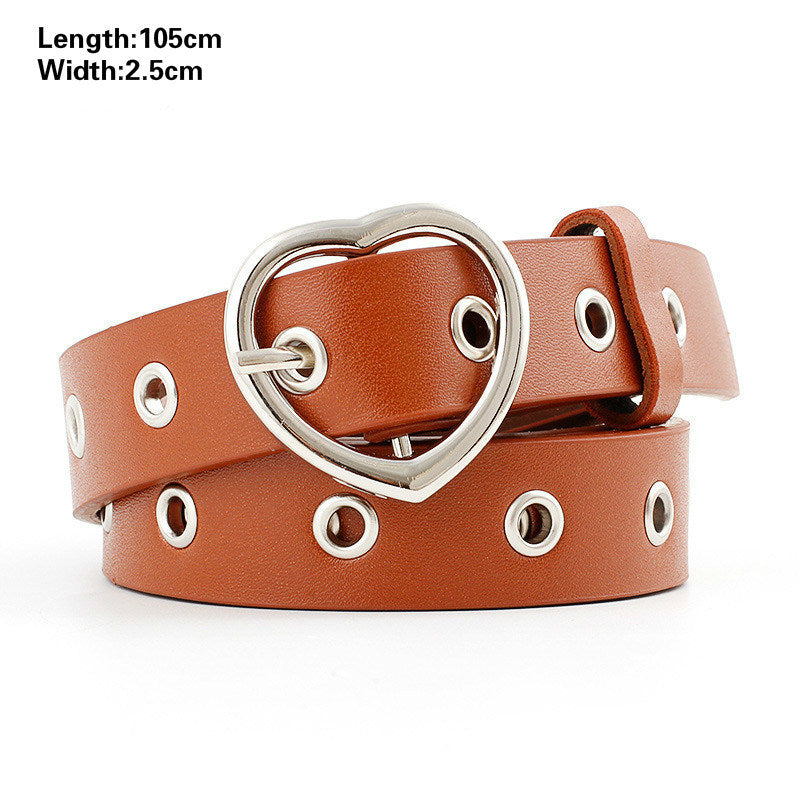 Fashion Harajuku Women Punk Chain Belt Adjustable Black Double/Single Eyelet Grommet Metal Buckle Leather Waistband For Jeans