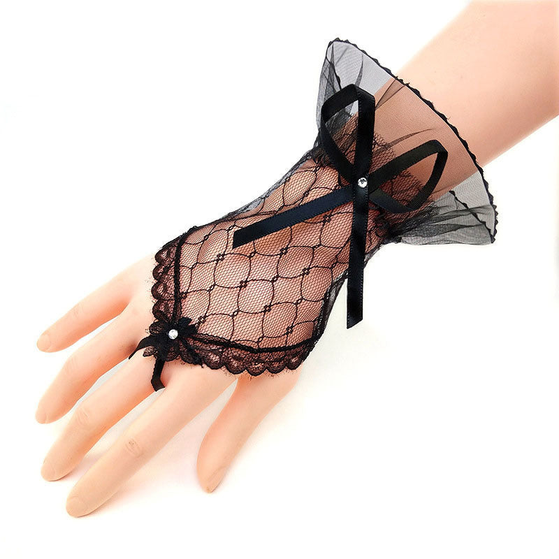 Short Wedding Gloves Design Fishnet Bridal Gloves Short Lace Bridal White Hair Accessories Transparent Wedding Accessories Party