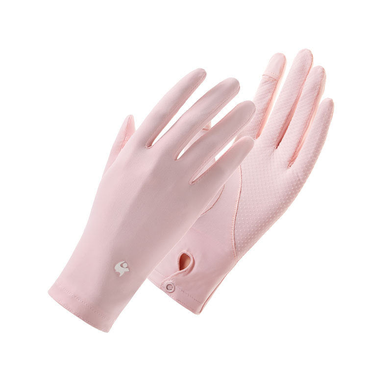 New Women Sun Protection Gloves Ice Thin Gloves Summer UV Resistant Two Finger Cool Breathable Mesh Driving Touch Screen Gloves