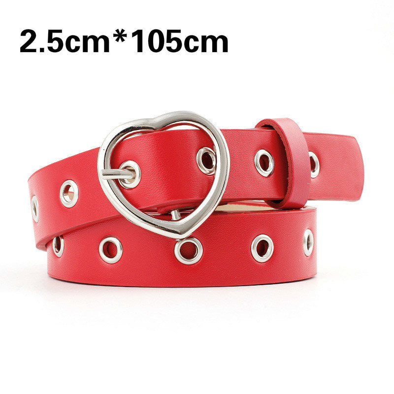 Fashion Women PU Leather Belt Heart Female Cute Black Harajuku Belt Ladies Pants Party Dress Heart Belts For Jeans