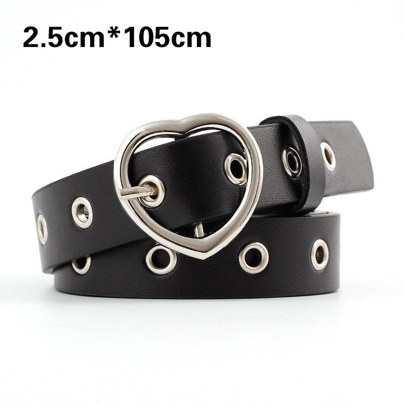 Fashion Women PU Leather Belt Heart Female Cute Black Harajuku Belt Ladies Pants Party Dress Heart Belts For Jeans