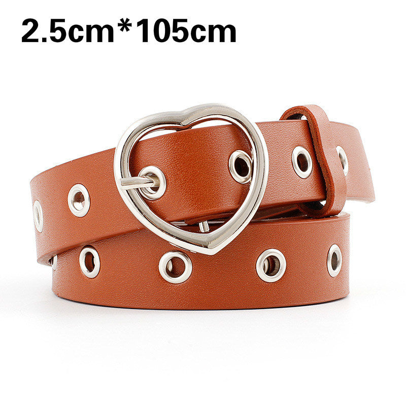 Fashion Women PU Leather Belt Heart Female Cute Black Harajuku Belt Ladies Pants Party Dress Heart Belts For Jeans