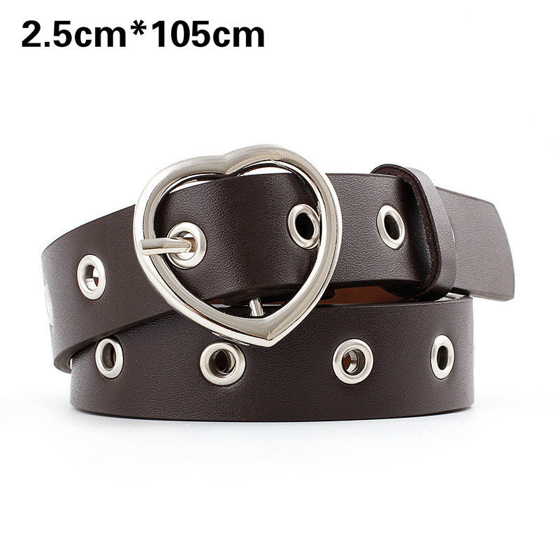 Fashion Women PU Leather Belt Heart Female Cute Black Harajuku Belt Ladies Pants Party Dress Heart Belts For Jeans