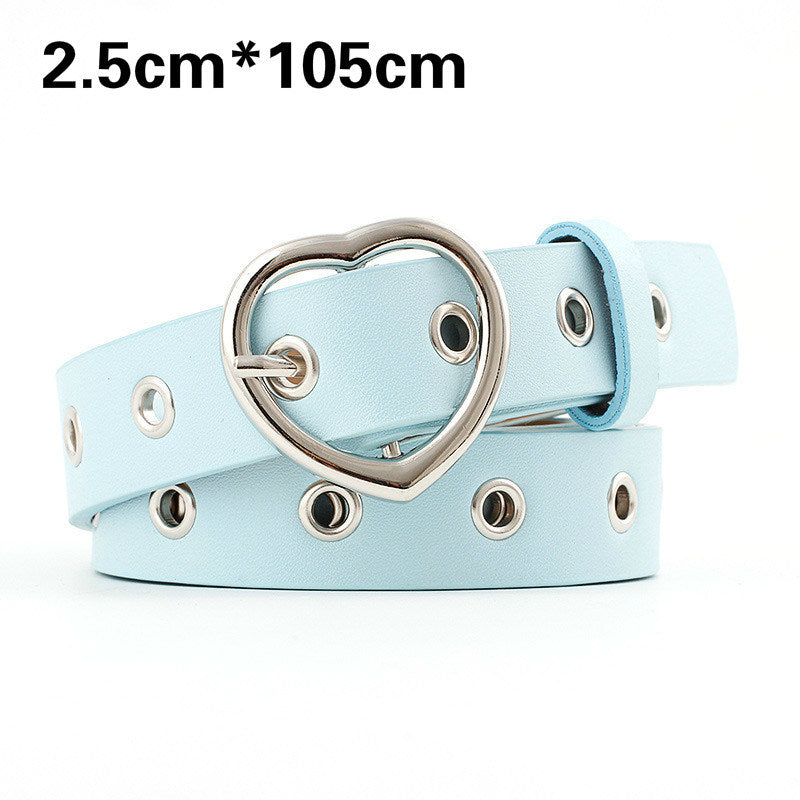 Fashion Women PU Leather Belt Heart Female Cute Black Harajuku Belt Ladies Pants Party Dress Heart Belts For Jeans