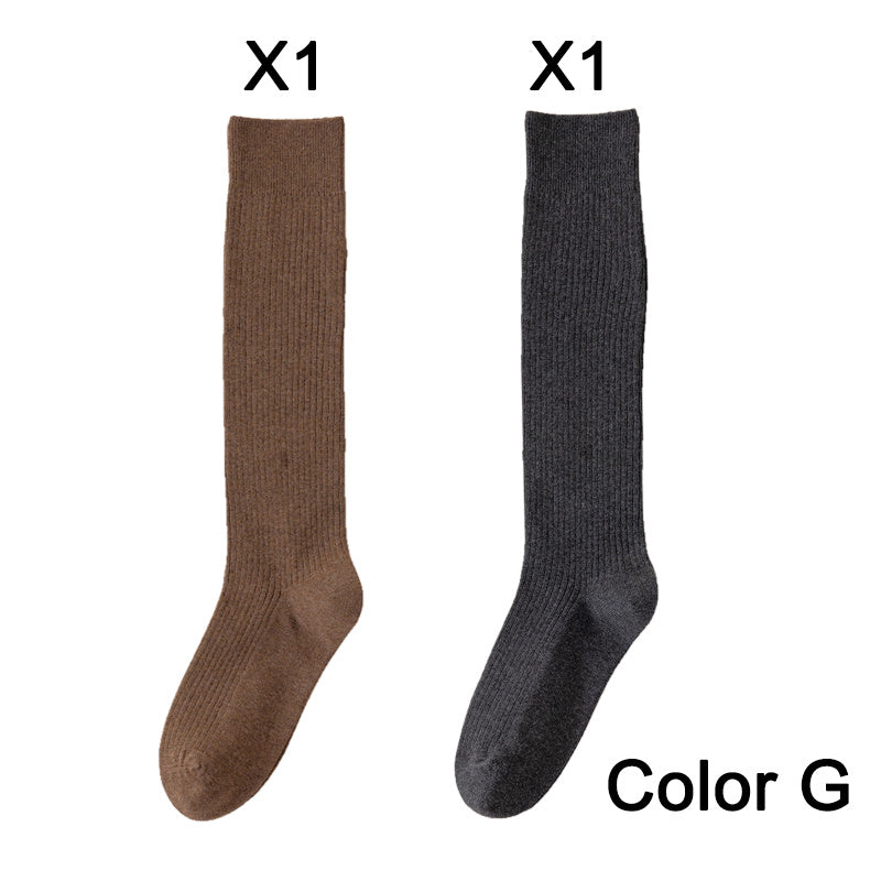 2 Pairs Women's Stocking Knee High Socks High Quality Warm 95% Cotton Solid Color New Fashion Casual Girls Long Socks For Women