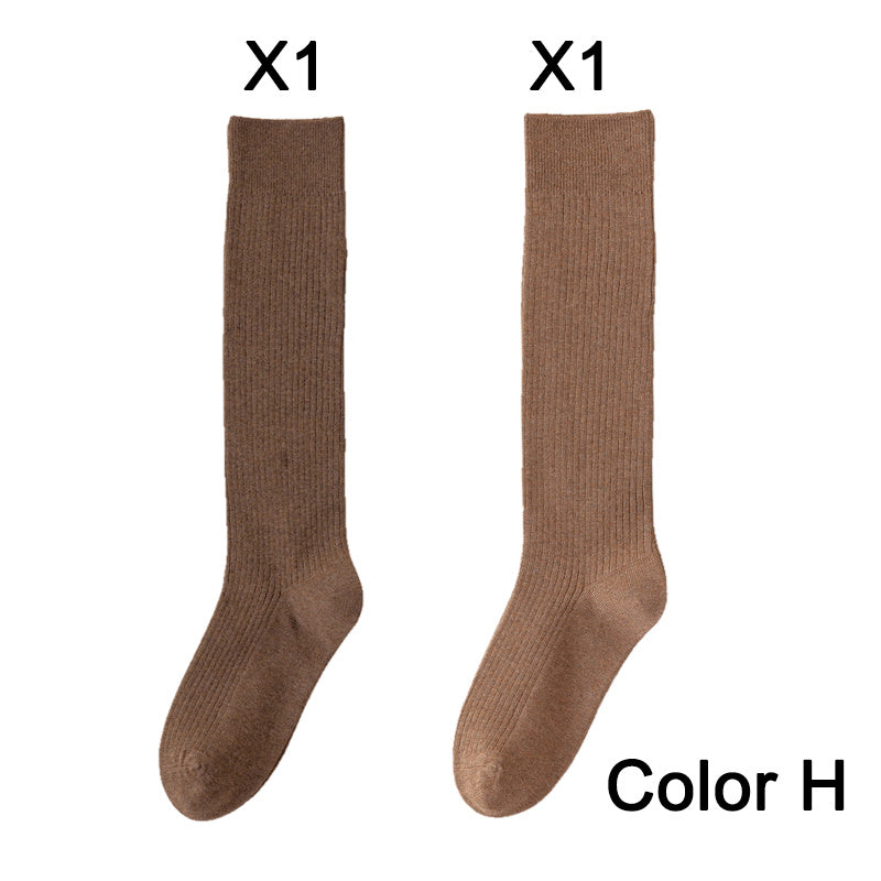 2 Pairs Women's Stocking Knee High Socks High Quality Warm 95% Cotton Solid Color New Fashion Casual Girls Long Socks For Women