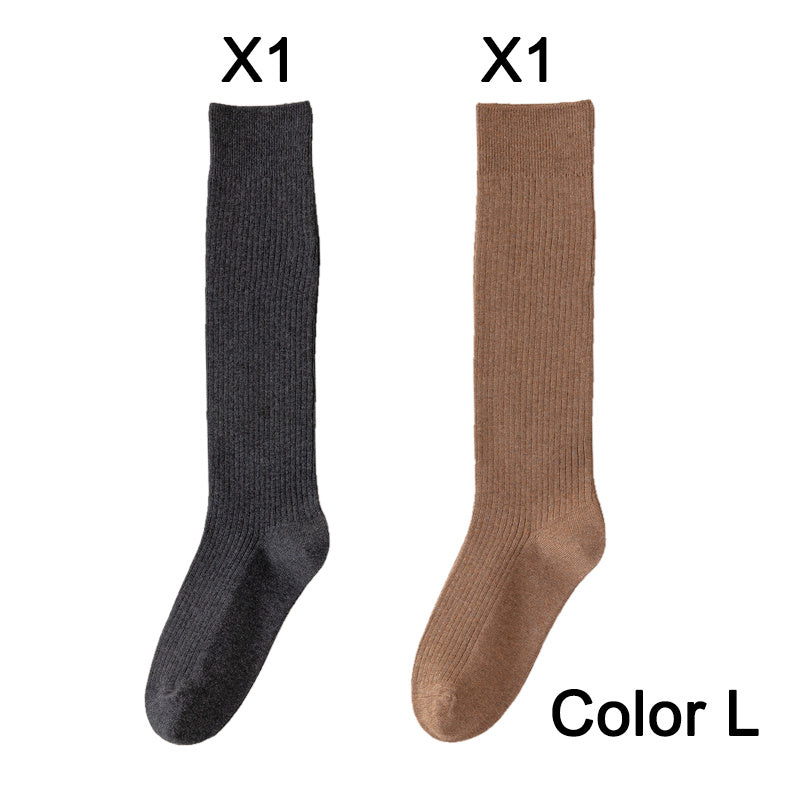 2 Pairs Women's Stocking Knee High Socks High Quality Warm 95% Cotton Solid Color New Fashion Casual Girls Long Socks For Women