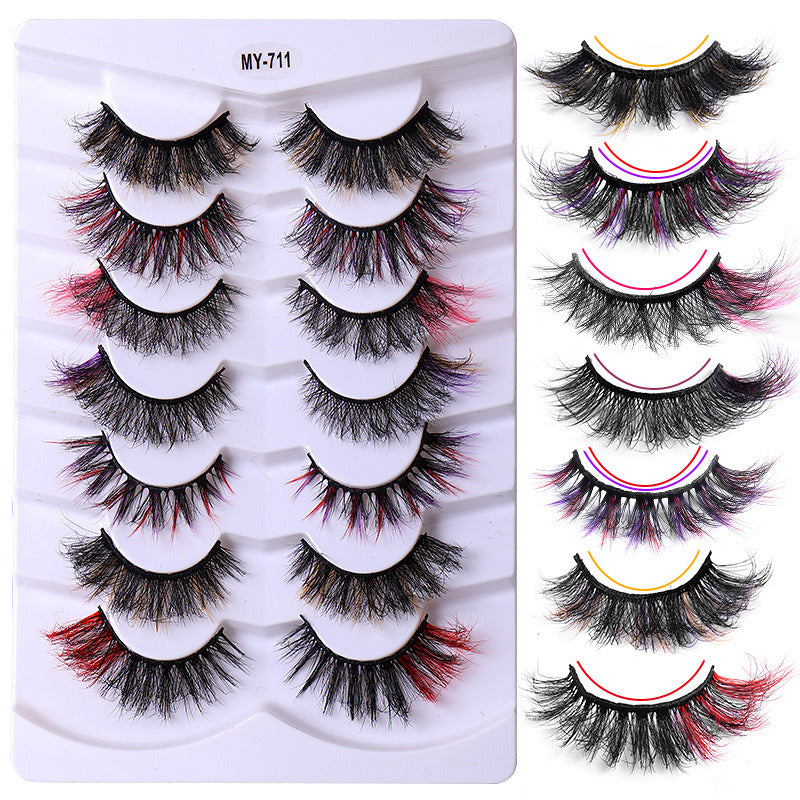 7 Pairs Color High Imitation Mink Hair False Eyelashes