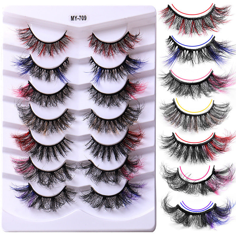 7 Pairs Color High Imitation Mink Hair False Eyelashes