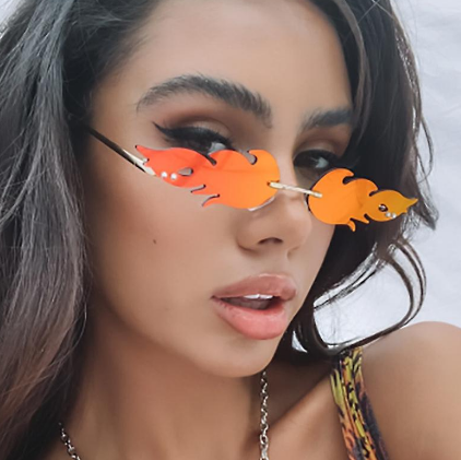 Sunglasses Rimless Wave Glasses Fire Shape Glasses Eyewear For Party