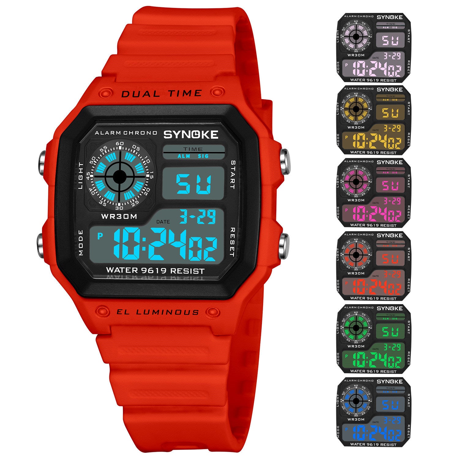 SYNOKE Military Sports Watch Digital Watch LED Men Clocks Relojes Deportivos Waterproof Luminous Alarm Clock Male 2019