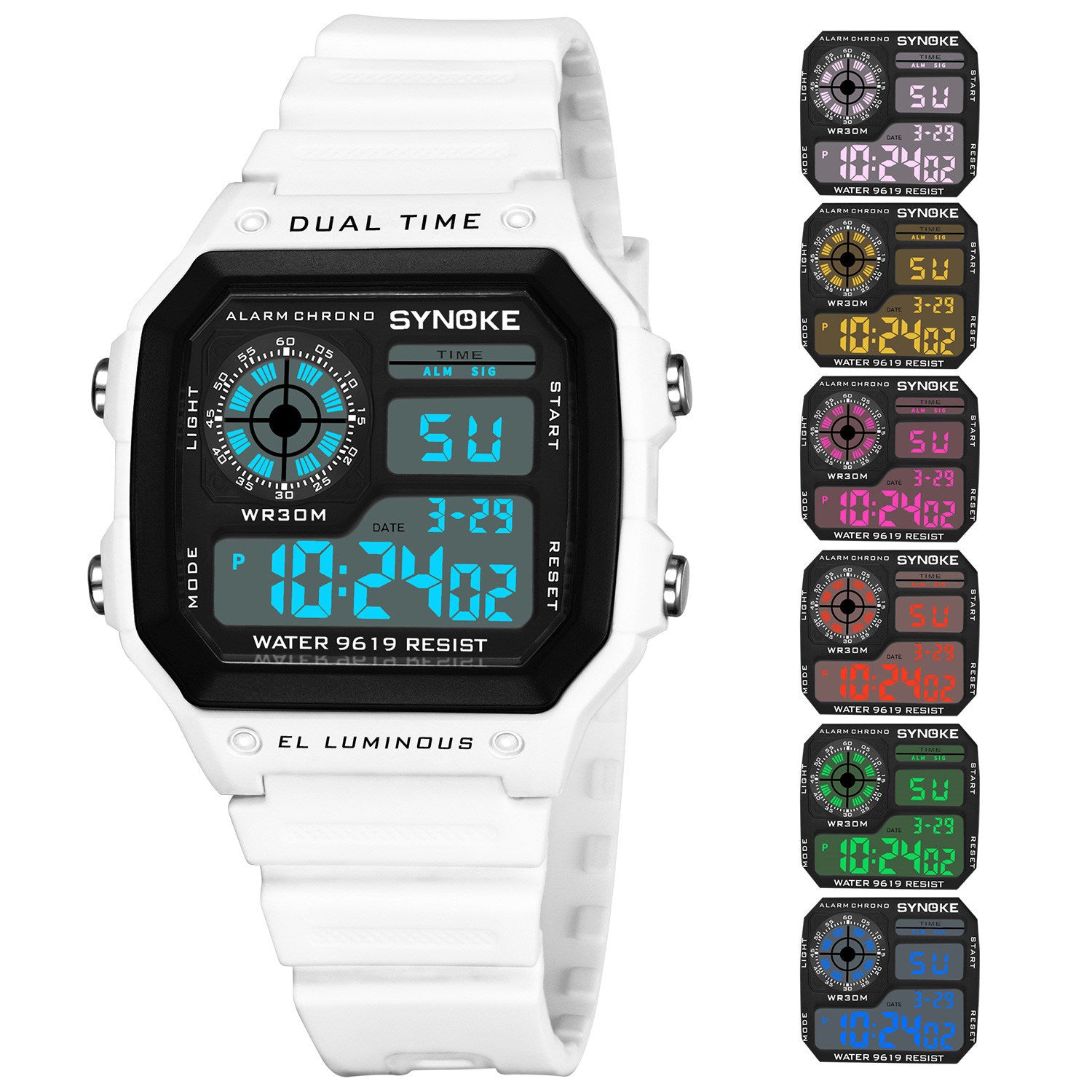 SYNOKE Military Sports Watch Digital Watch LED Men Clocks Relojes Deportivos Waterproof Luminous Alarm Clock Male 2019