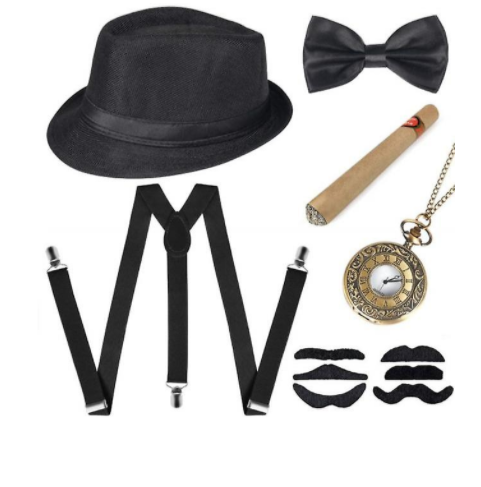 6pcs 1920s Mens Gatsby Gangster Costume Accessories Set 30s Manhattan