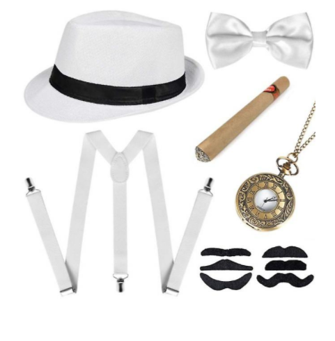 6pcs 1920s Mens Gatsby Gangster Costume Accessories Set 30s Manhattan