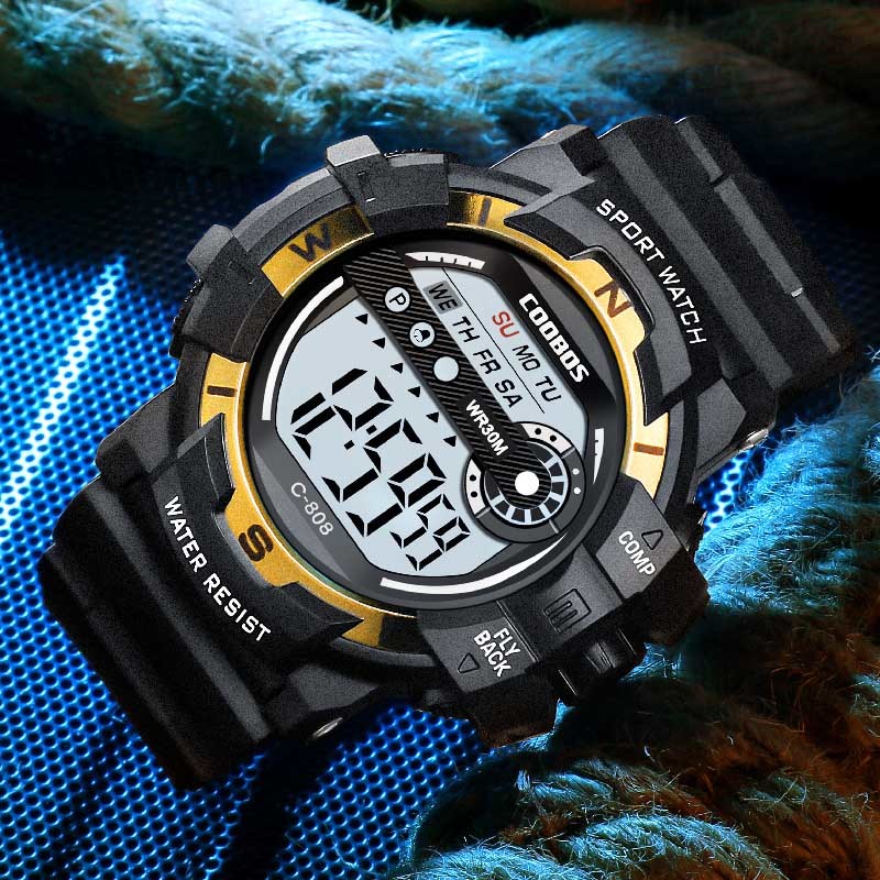 Cool Luminous Men Sport Watch High-end Silicone Strap Military Wrist Watch Led Calendar Waterproof Digital Watch reloj de hombre