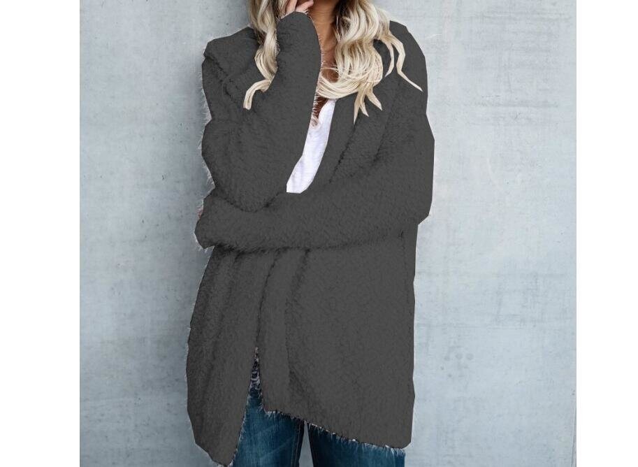 Sweater Hooded Sherpa-Like Cardigan Coat