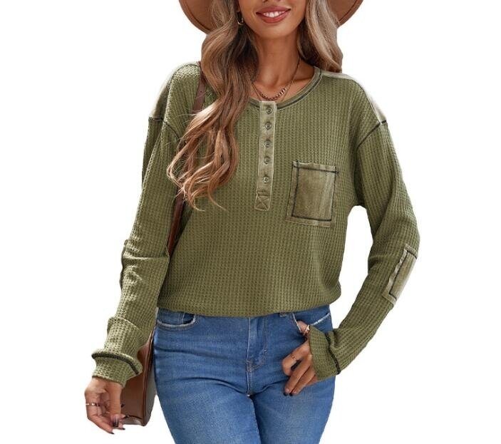 Half-Breasted Button Pockets Sweater