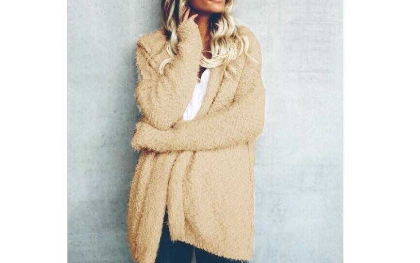 Sweater Hooded Sherpa-Like Cardigan Coat