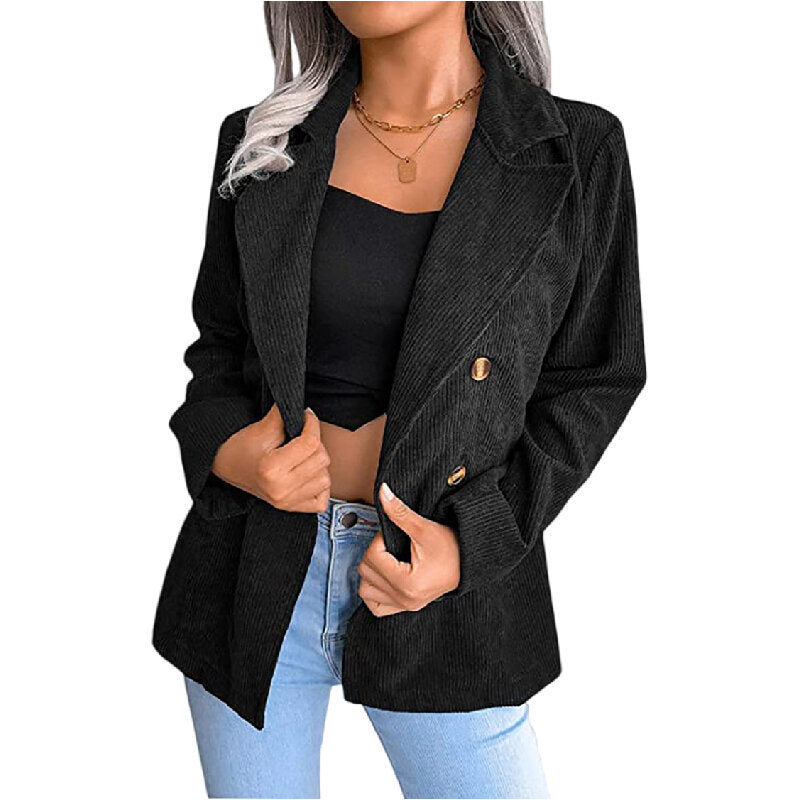 Women's Corduroy Jacket Casual Blazer Open Front Jacket Coat