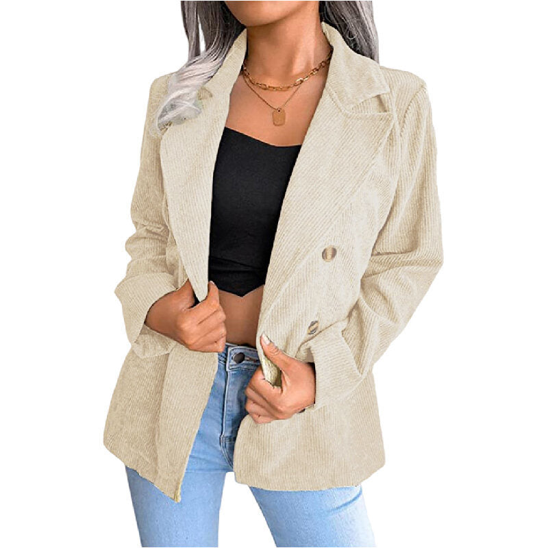 Women's Corduroy Jacket Casual Blazer Open Front Jacket Coat