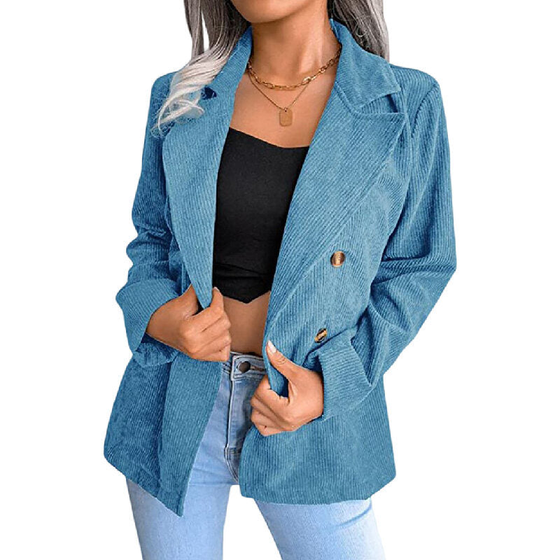 Women's Corduroy Jacket Casual Blazer Open Front Jacket Coat