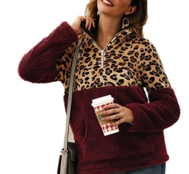 Leopard Sherpa Half-Zip Sweater