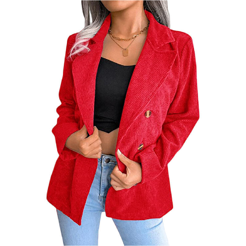 Women's Corduroy Jacket Casual Blazer Open Front Jacket Coat