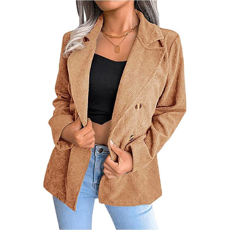 Women's Corduroy Jacket Casual Blazer Open Front Jacket Coat