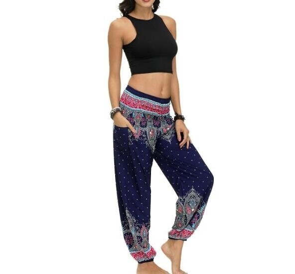 Elastic Waist Harem Palazzo Print Pants