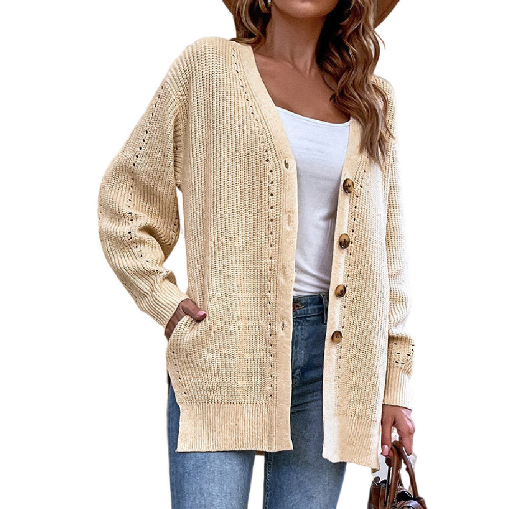 Open Front Cable Knit Cardigan Button Sweater