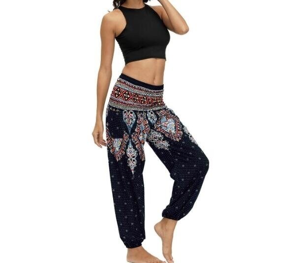 Elastic Waist Harem Palazzo Print Pants