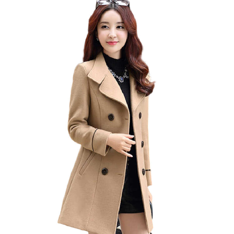 Winter Wool Coat Blend Notch Lapel Jacket Outwear