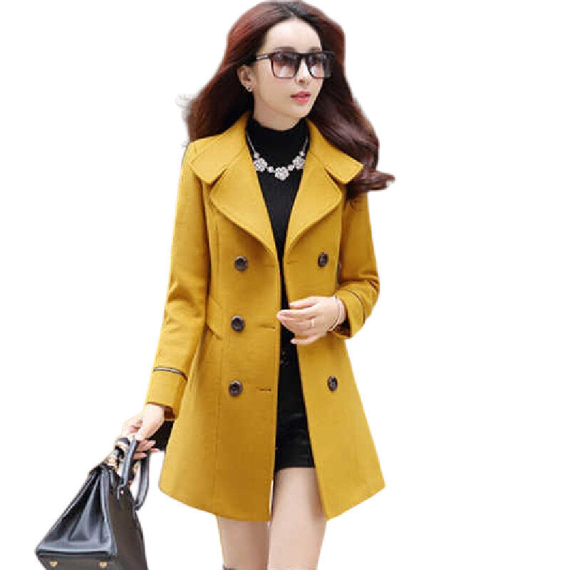 Winter Wool Coat Blend Notch Lapel Jacket Outwear