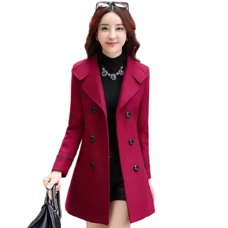 Winter Wool Coat Blend Notch Lapel Jacket Outwear